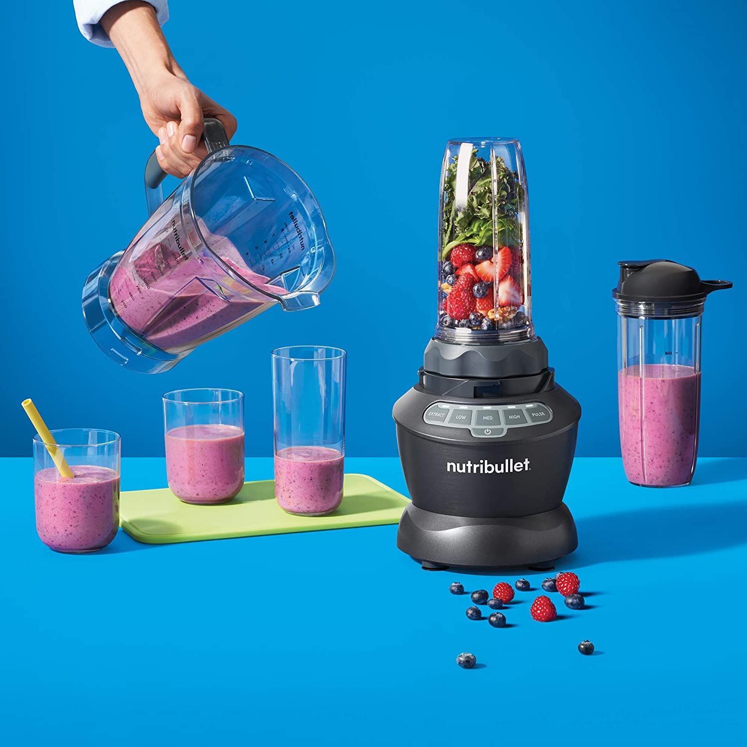 NutriBullet ZNBF30500Z 1200W High-Speed Blender Combo - Dark Gray - Perfect for Smoothies, Protein Shakes & Meal Prep at Home or Gym