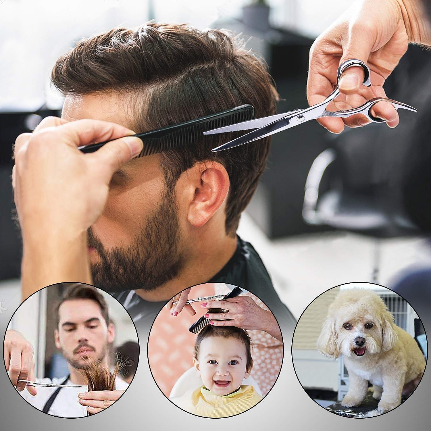 Professional Hairdressing Scissors Set - Sharp Barber Shears & Thinning Scissors for Salon & Home Use (Black/Yellow) | Perfect for Hair Cutting, Styling & Trimming