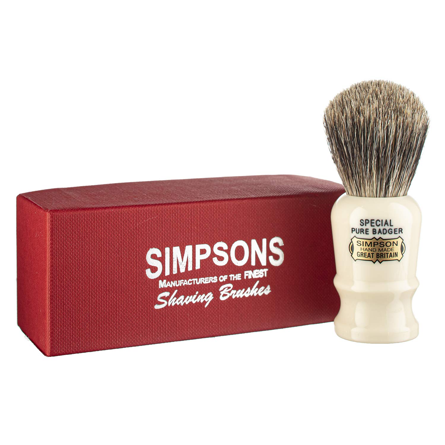 Premium Simpsons Pure Badger Hair Shaving Brush with Imitation Ivory Handle - Luxury Wet Shaving Essential for Men's Grooming Routine