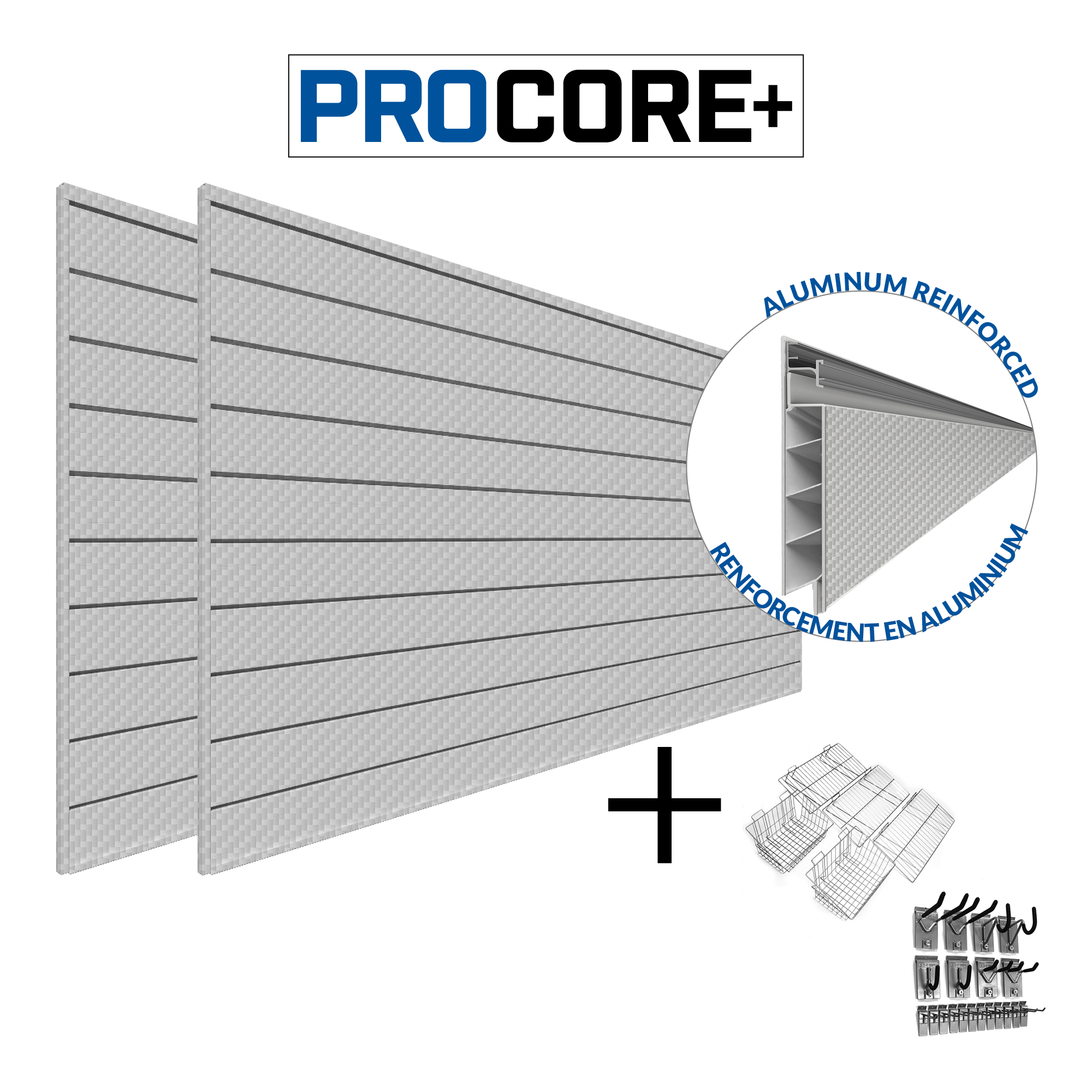 PROCORE+ Silver Grey Carbon Fiber Slatwall Ultimate Bundle - Premium Retail Display System for Stores & Boutiques - Perfect for Wall Organization, Product Showcase, and Merchandising