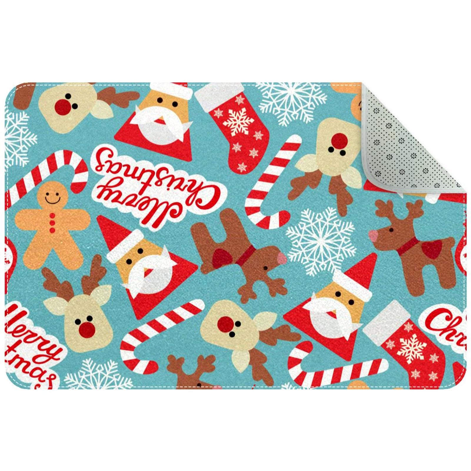 3' x 2' Non-Slip Christmas Santa Deer Print Area Rug - Modern Holiday Decor for Living Room, Bedroom, Entryway - Perfect as Xmas Welcome Mat & Kitchen Bathroom Floor Mat (Ideal for Holiday Home Decor & Gift Giving)