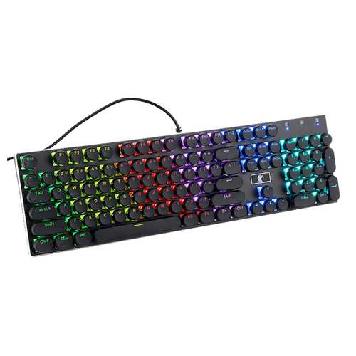 E Element 104 Key Retro Steampunk Round Keycaps - ABS Double Shot Molding Mechanical Keyboard Keycaps for Gaming PC & Typing Enthusiasts