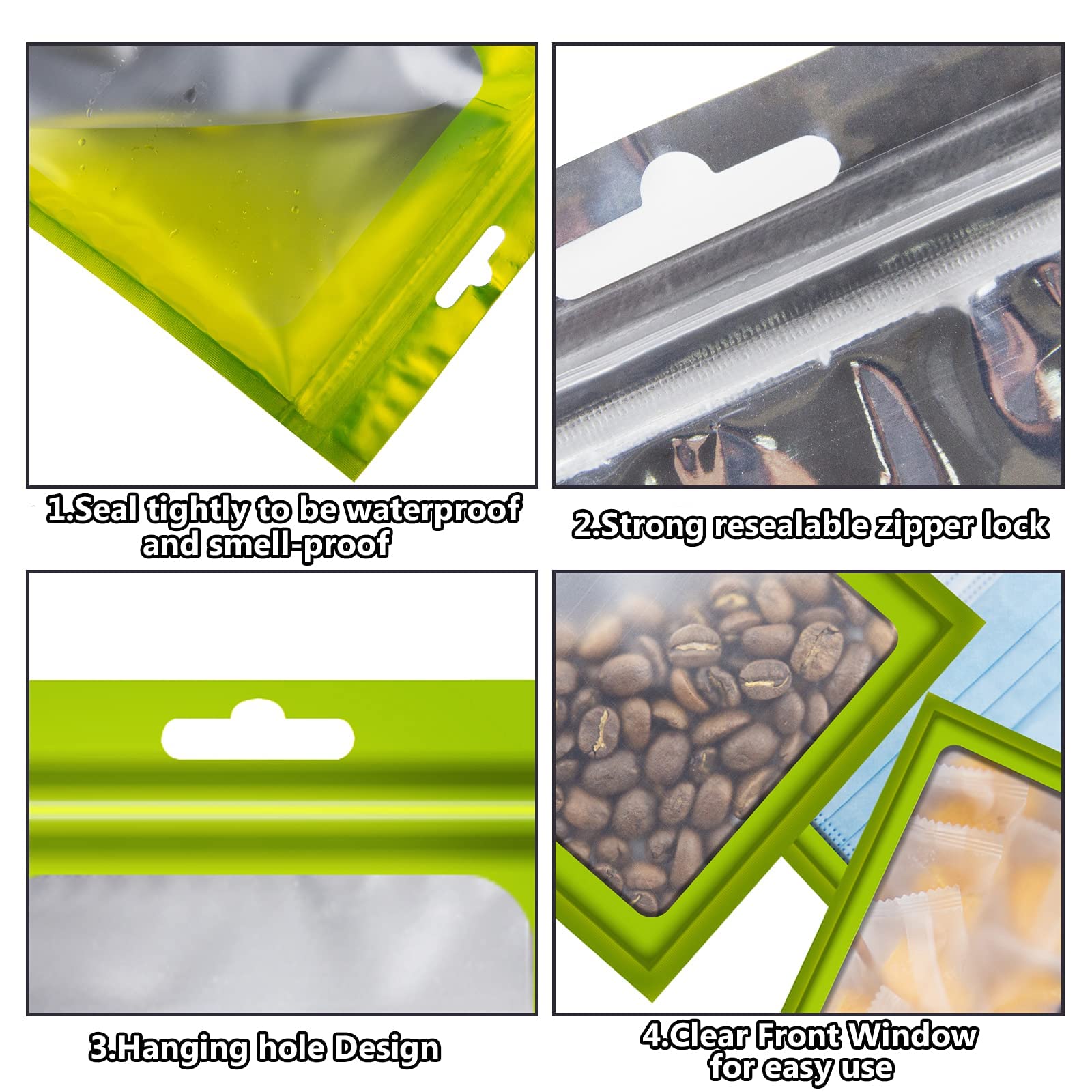 100 Pcs Holographic Ziplock Bags - Food Safe Storage Bags for Party Favors, DIY Crafts & Packaging | Airtight Resealable Bags for Snacks, Jewelry, Beads & Small Items Storage
