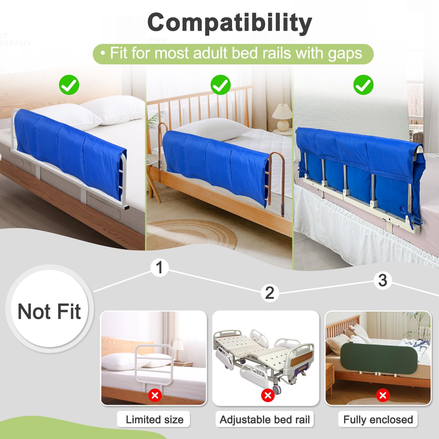 Hospital Bed Rail Padding Cushion - Safety Guard Cover for Adults & Elderly - Medical Grade Foam Bumper Protector - Prevents Injuries & Enhances Comfort - Ideal for Home Care, Nursing Homes & Rehabilitation Centers (1 Piece)
