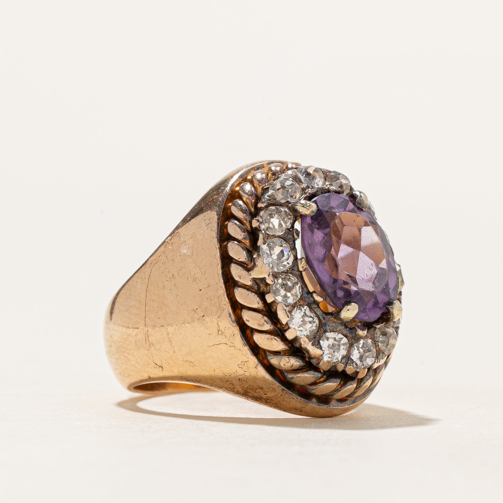 1.82ct Amethyst & 0.77ct Diamond Cocktail Ring - Size 4.25 | Elegant Purple Gemstone Jewelry for Women | Perfect for Evening Parties, Weddings & Special Occasions