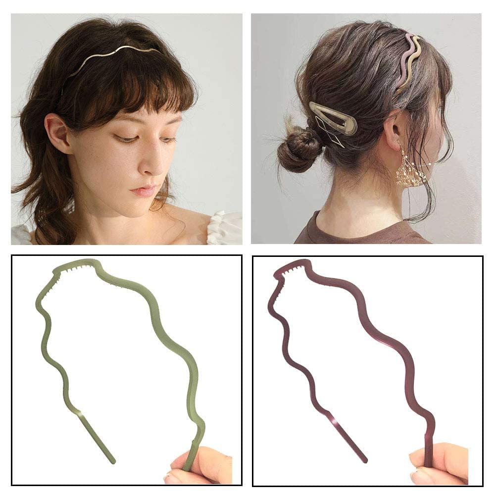 6mm Wavy Thin Plastic Headbands with Teeth - Skinny Hair Bands for Women & Girls (12 Pack) - Perfect for School, Work, Sports & Everyday Styling