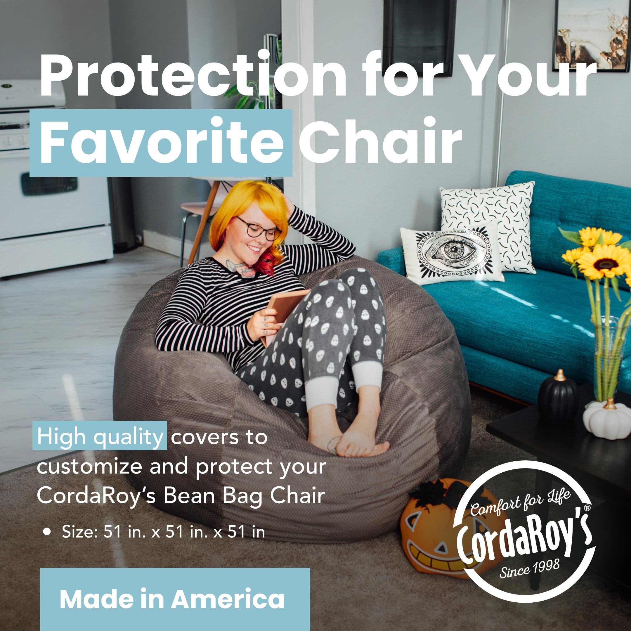 CordaRoy's King Size Chenille Bean Bag Chair Cover Only (Bean Bag Sold Separately) - Soft Charcoal Gray Fabric Replacement - Perfect for Living Rooms, Game Rooms & Dorm Lounging