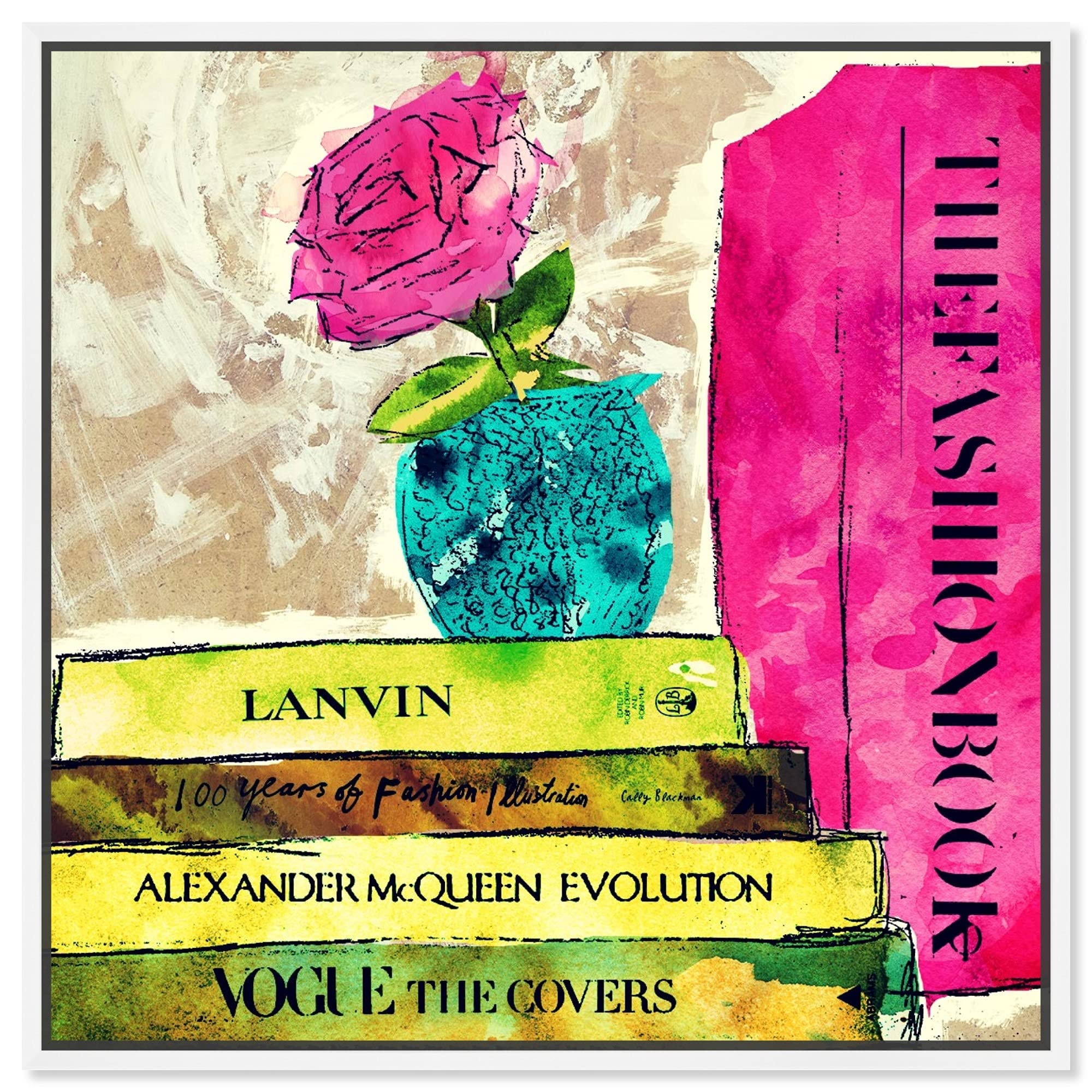 Oliver Gal Artist Co. Fashion & Glam Wall Art - Framed Canvas Prints 'Fashion Thoughts' Books - Perfect for Home Decor, Office & Gift Giving