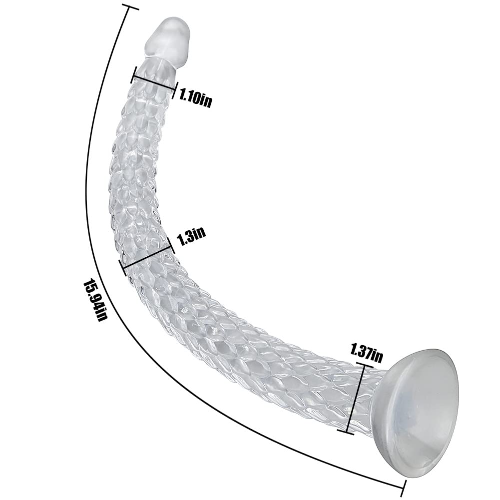 Extra Long 16 Inch TPE Anal Plug - Transparent Stretching Dildo for G-Spot & Prostate Stimulation - Flexible Adult Sex Toy for Men, Women & Couples - Beginner to Advanced Anal Training & Pleasure Play
