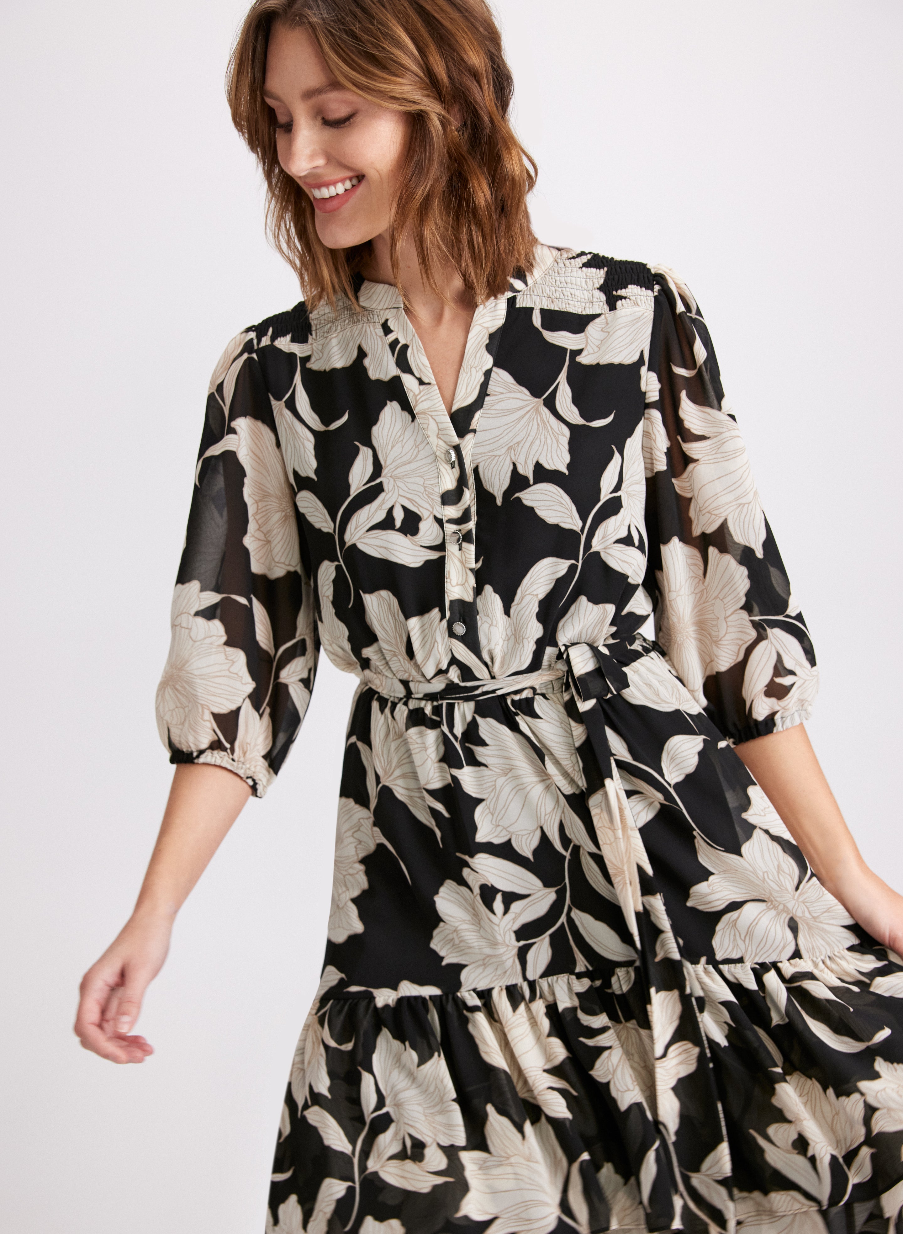 Floral Midi Dress for Women - Summer Boho Flowy Dress with Pockets, Perfect for Beach Vacation, Date Night & Outdoor Parties