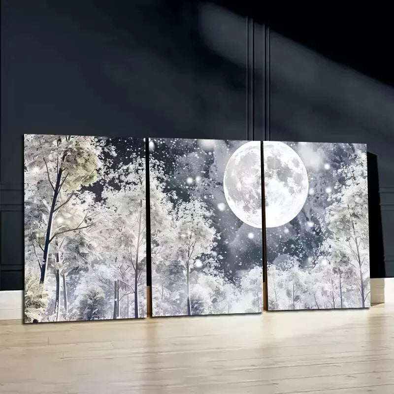 3-Piece Winter Forest Scene Wall Art Set - Framed Canvas Prints 50x70cm - High Quality Australian Made Wall Decor - Perfect for Living Room, Bedroom & Office Decor
