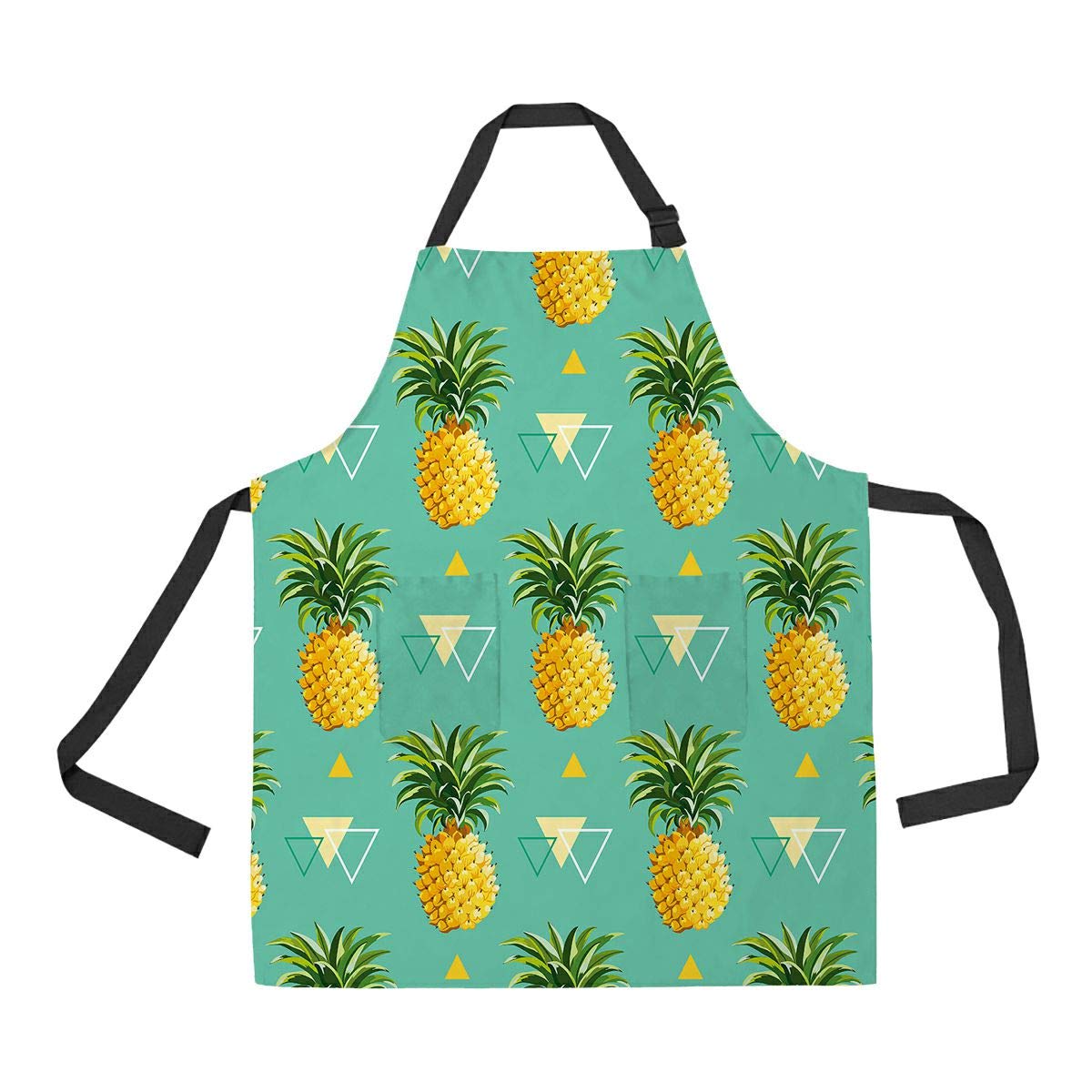 Stylish Geometric Pineapple Apron for Cooking, Baking & Gardening - Adjustable Unisex Kitchen Apron with Pockets - Perfect for Home Chefs, BBQ Parties & Outdoor Activities