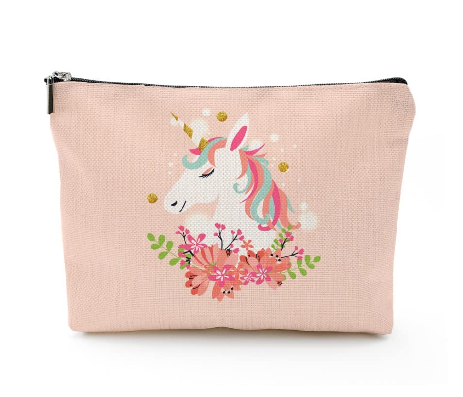 Large Travel Makeup Bag for Women - Waterproof Cosmetic Organizer with Zipper, 7x10 Inch Toiletry Pouch (Unicorn Pink) - Perfect for Vacation, Gym, Work & Daily Essentials Storage