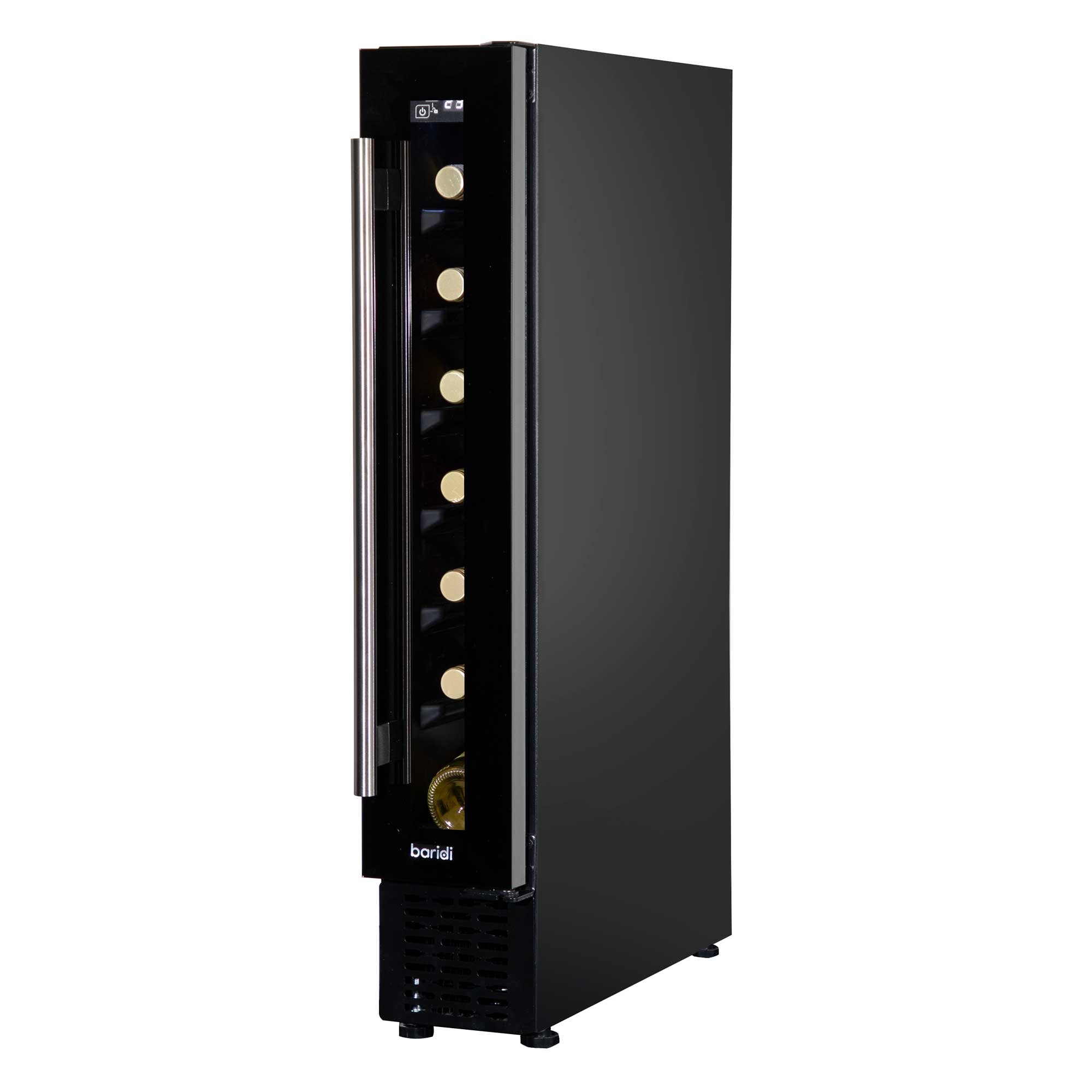 Baridi 7 Bottle 15cm Slim Wine Cooler with Digital Touch Screen Controls - Black (DH76) | Compact Wine Fridge for Kitchen, Bar, Office & Small Spaces