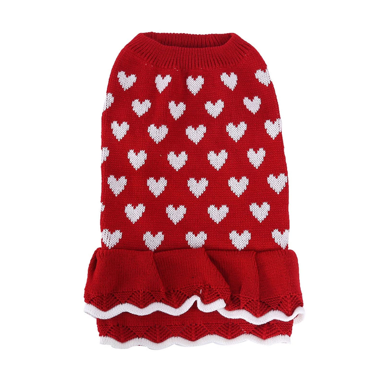 Warm Red Dog Sweater & Tutu Skirt for Medium & Small Dogs - Cozy Autumn Winter Pet Clothes for Christmas & New Year Festivities | Perfect for Holiday Photos & Indoor Comfort