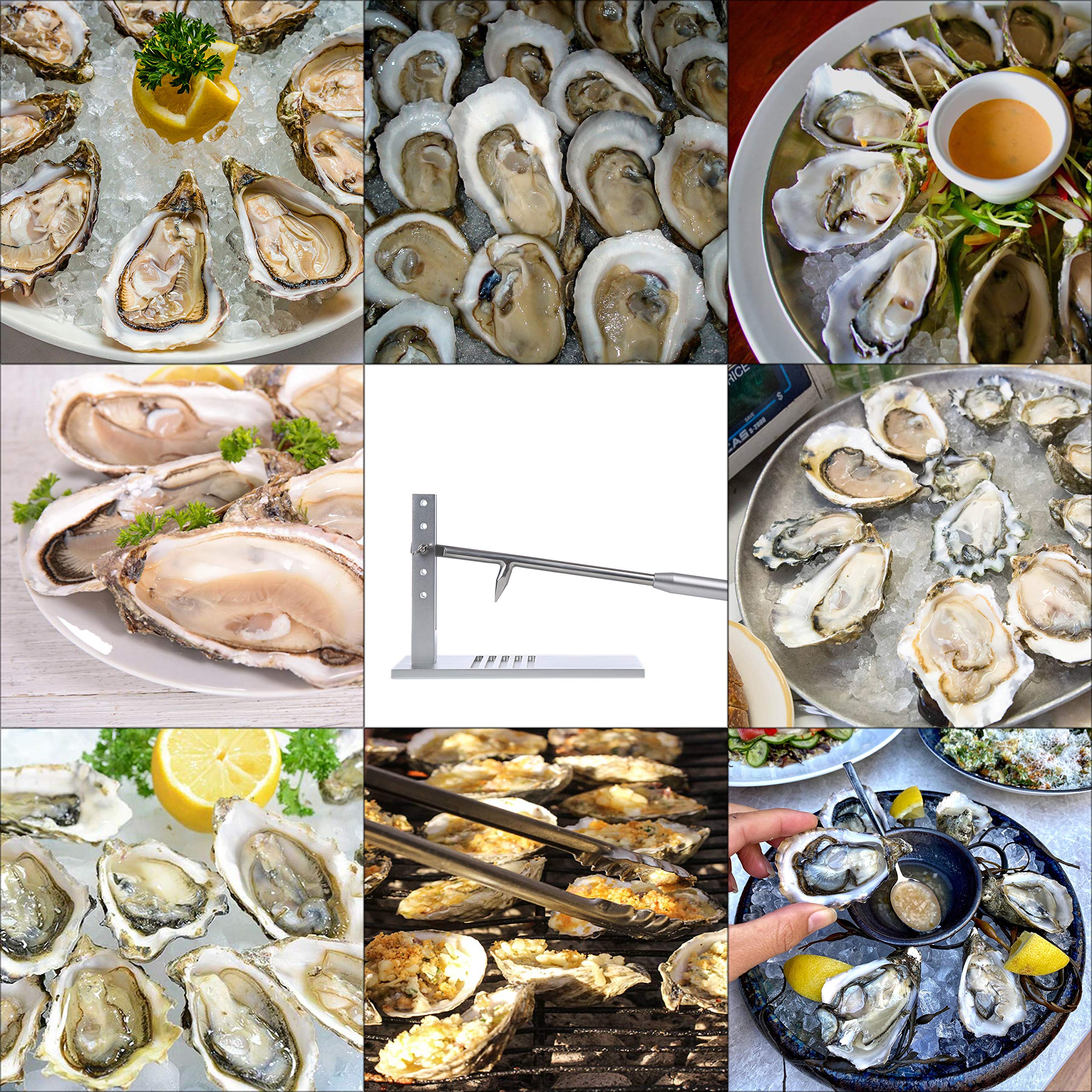 Premium Oyster Shucker Machine & Clam Opener Kit - Professional Stainless Steel Shellfish Tool for Easy Shucking - Perfect for Seafood Restaurants, Home Chefs & Beachside BBQs