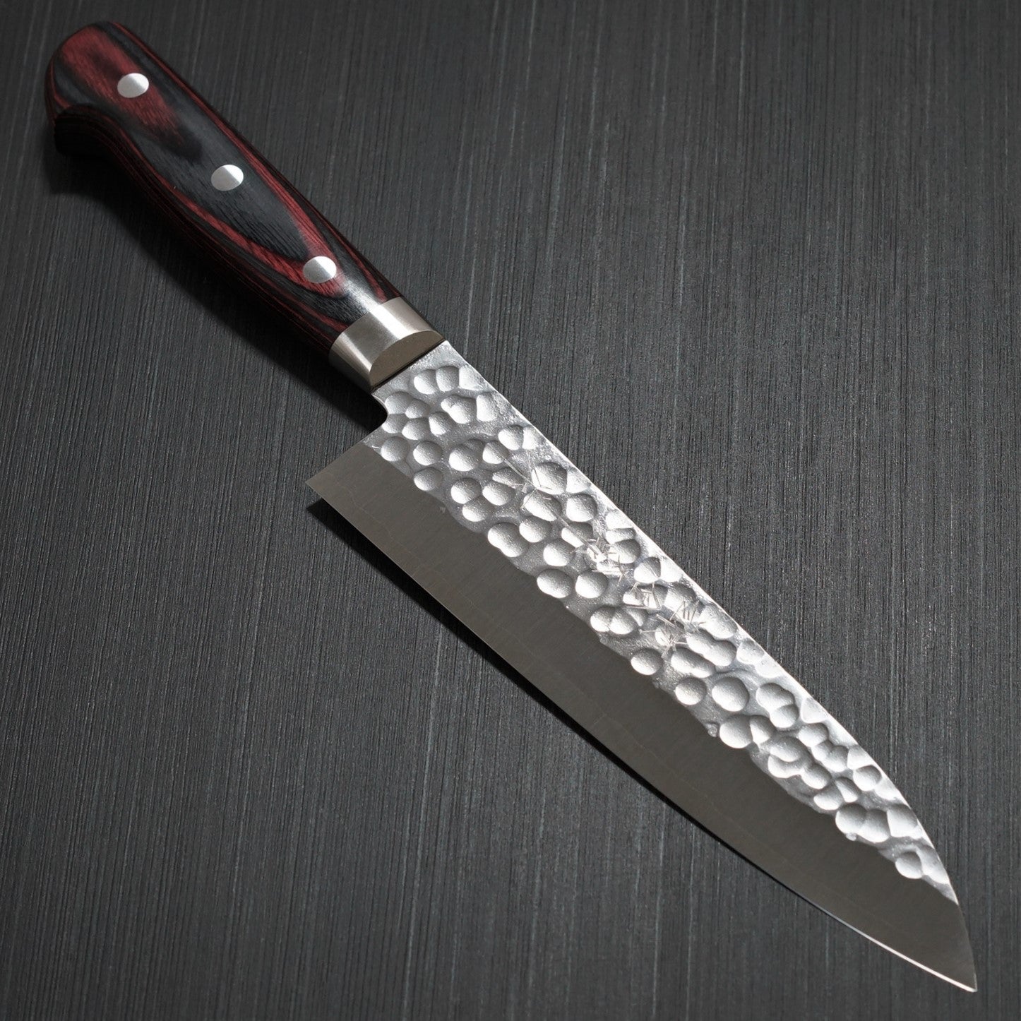 Premium Yoshimi Kato SG2 Hammered Gyuto Chef Knife 180mm - Japanese Damascus Steel Kitchen Knife with Red Pakkawood Handle - Perfect for Sushi, Meat Cutting & Professional Cooking
