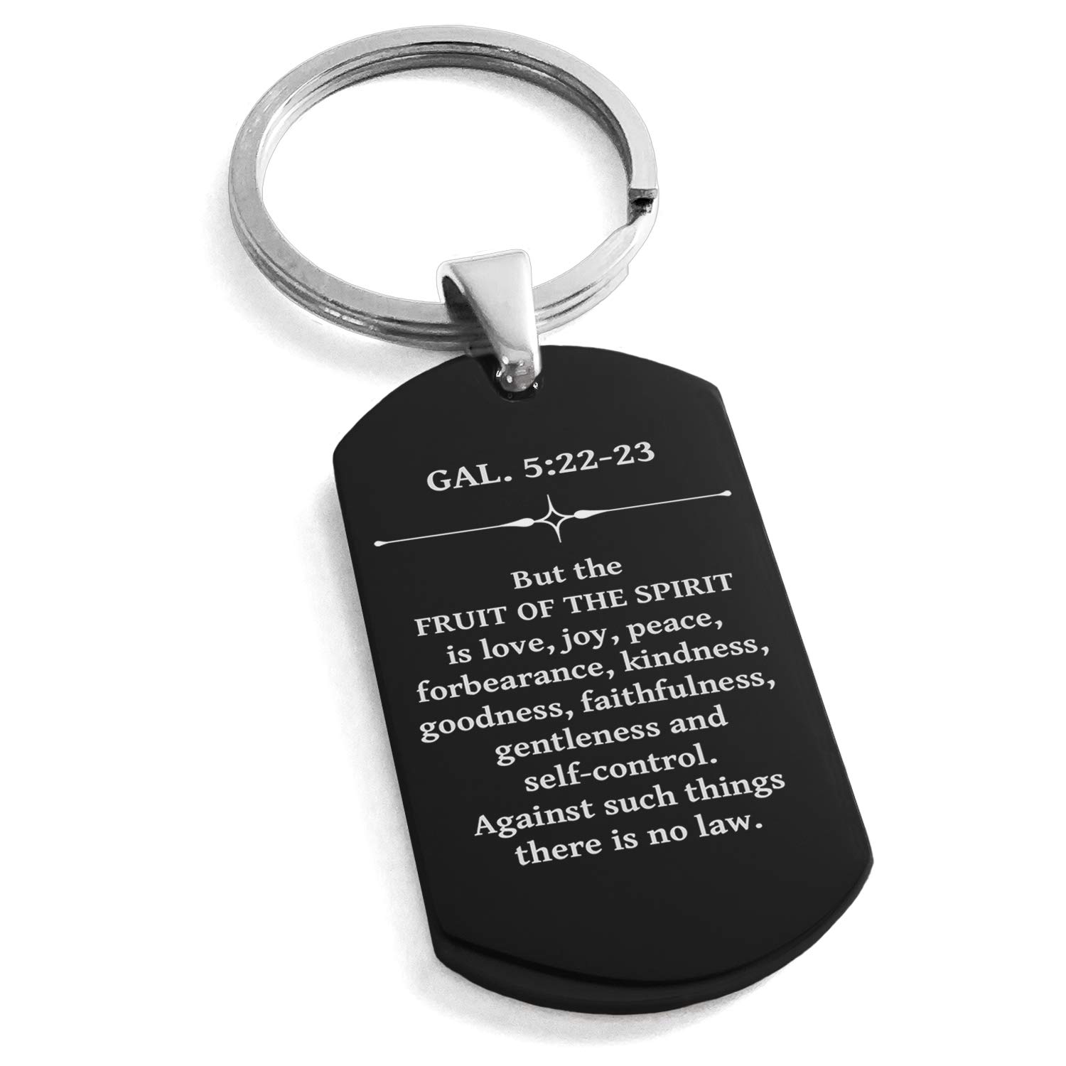 Stainless Steel Fruit of the Spirit Galatians 5:22-23 Dog Tag Keychain - Religious Jewelry for Men & Women, Christian Gift for Baptism, Confirmation, Bible Study - Perfect for Daily Use, Travel & Faith Reminder