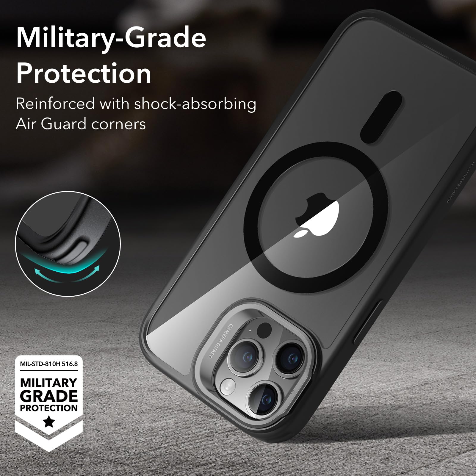 ESR iPhone 15 Pro Max Case with MagSafe - Military Protection & Stand for Home/Office Use