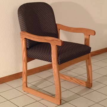 DMD Office and Waiting Room Guest Chair - Medium Oak Wood with Arch Slate Upholstery - Comfortable Patient Seating for Clinics, Hospitals, and Reception Areas