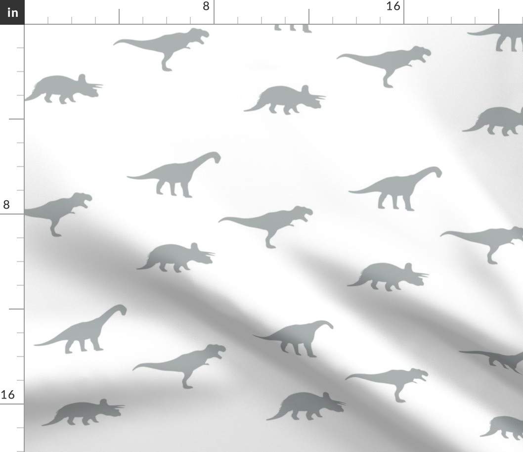Dino Print Gray White Cotton Fabric by The Yard - Premium Petal Signature Cotton for Sewing, Quilting, Apparel & Home Decor | Perfect for DIY Crafts, Baby Clothes & Nursery Decor