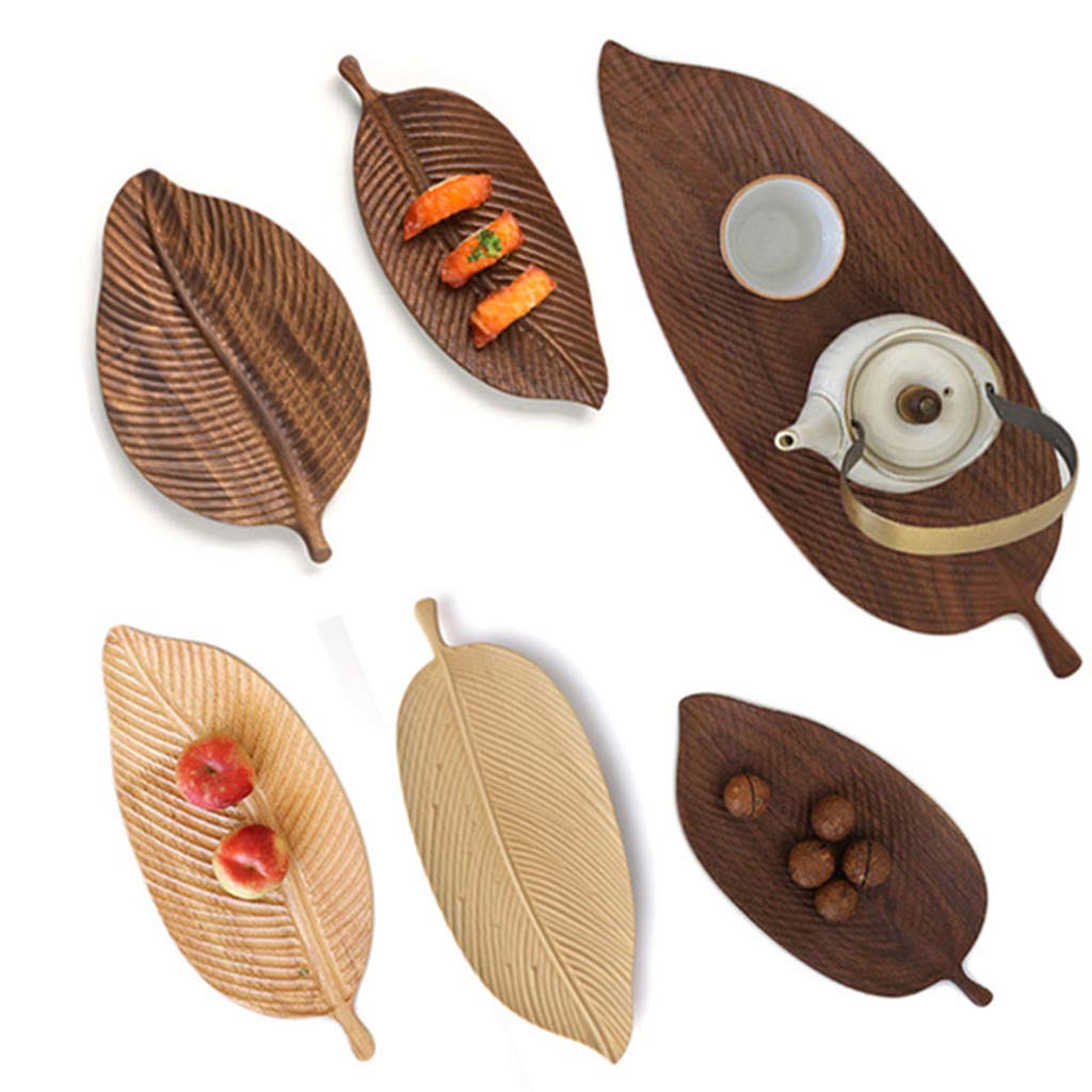 SOFEA Wooden Leaf Tray - Fruit Dessert Serving Platter for Home Decor & Coffee Table