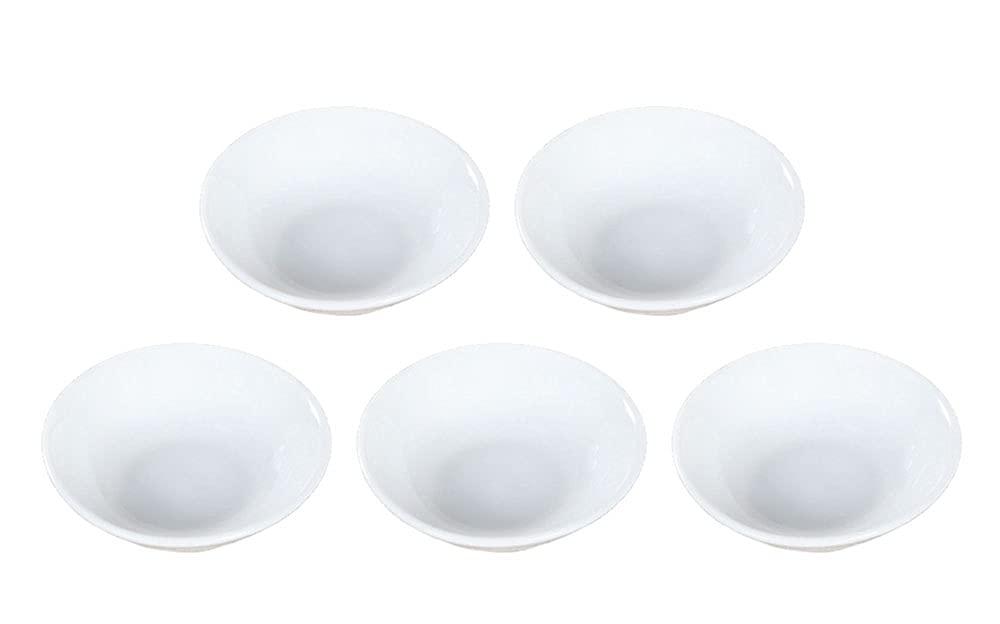 123Arts 5-Piece White Ceramic Condiment Bowls - 3 Inch Small Appetizer Plates for Spices, Sauces, Dips - Perfect for Dining Table, Kitchen Counter, Party Serving & Home Decor