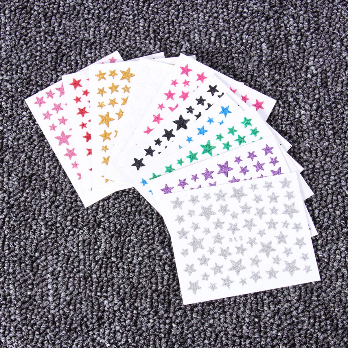 Lurrose 10 Sheet Glitter Star Nail Art Stickers - DIY Self-Adhesive Nail Decals for Women & Girls - Perfect for Parties, Salons & Home Manicures