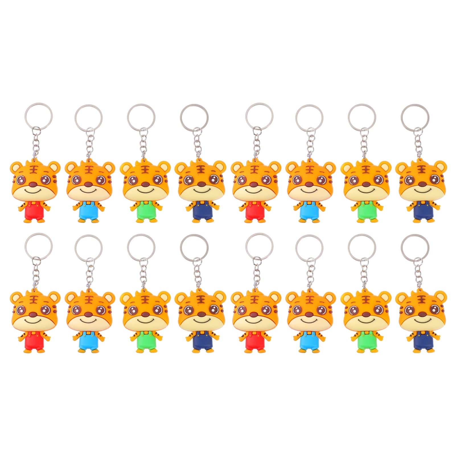 16pcs Cute Cartoon Tiger Keychains - Alloy Chinese Zodiac Key Rings for New Year 2022, Perfect for Car Decorations, Handbag Charms & Gift Giving