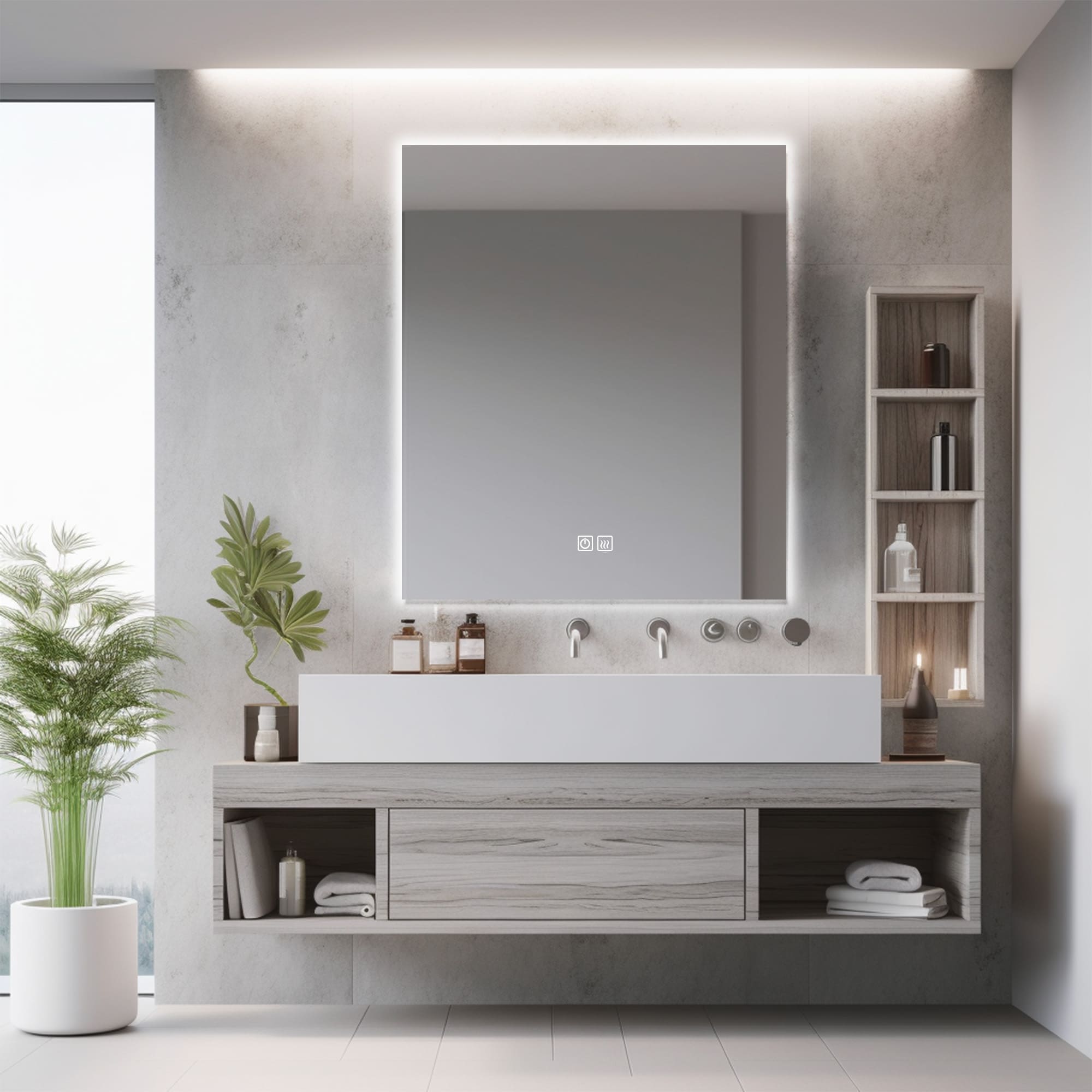 Custom LED Mirror with Adjustable Backlight - Vanity Makeup Mirror with Touch Control & Dimmable Lights for Bathroom, Bedroom, and Dressing Room
