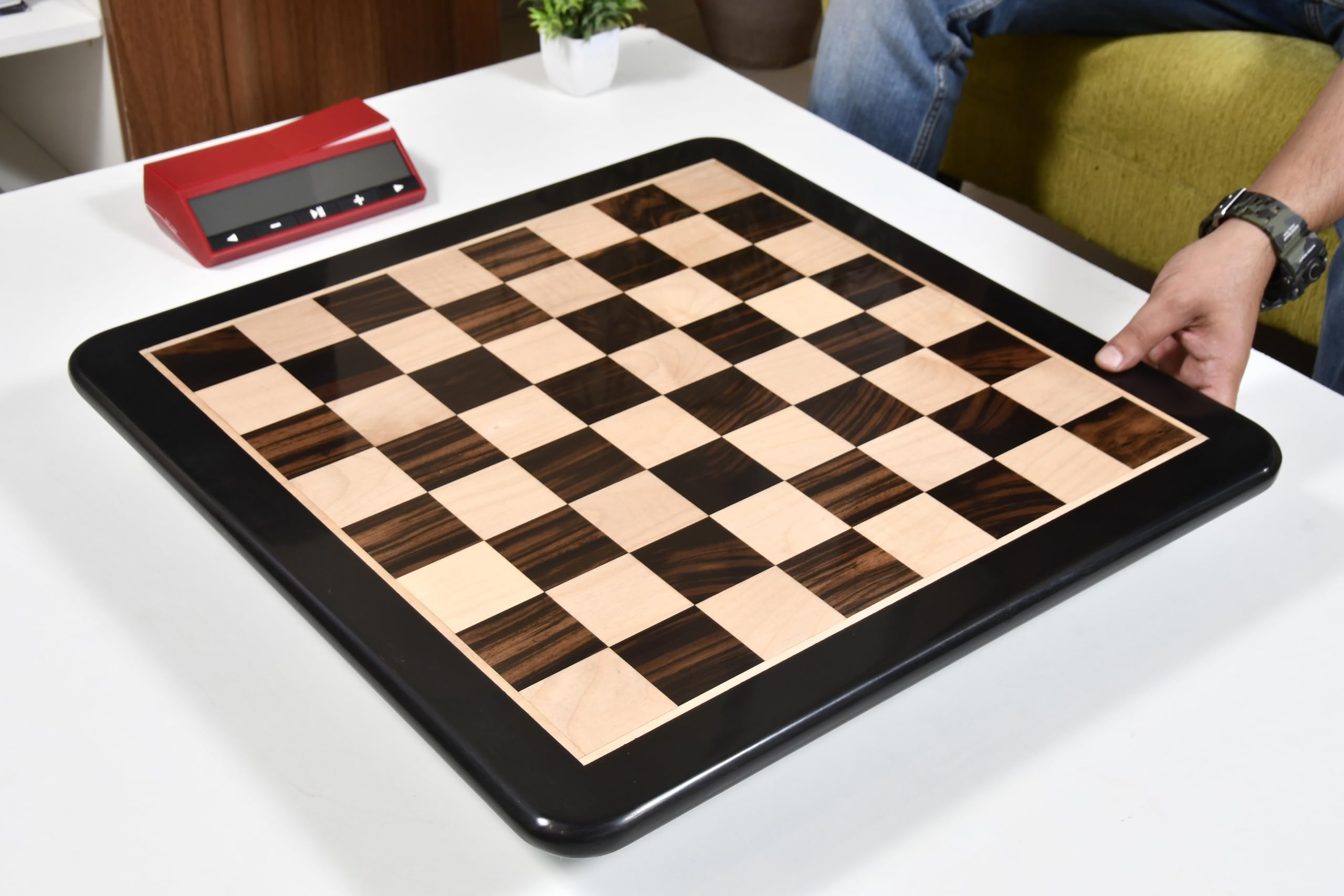 Premium Handmade Ebony & Box Wood Chess Board - 21 x 21 Inches, 55mm Squares | No Pieces Included | Heavy Duty 4000g Board Game for Indoor Play | Perfect for Tournaments, Home Decor & Strategy Game Lovers