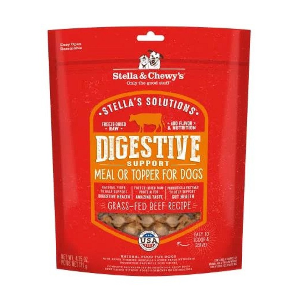 Stella's Solutions Digestive Support Freeze-Dried Grass-Fed Beef Dog Food Topper - Healthy Meal Enhancer for Sensitive Stomachs & Picky Eaters - Perfect for Kibble Mixing or Raw Diet Supplement