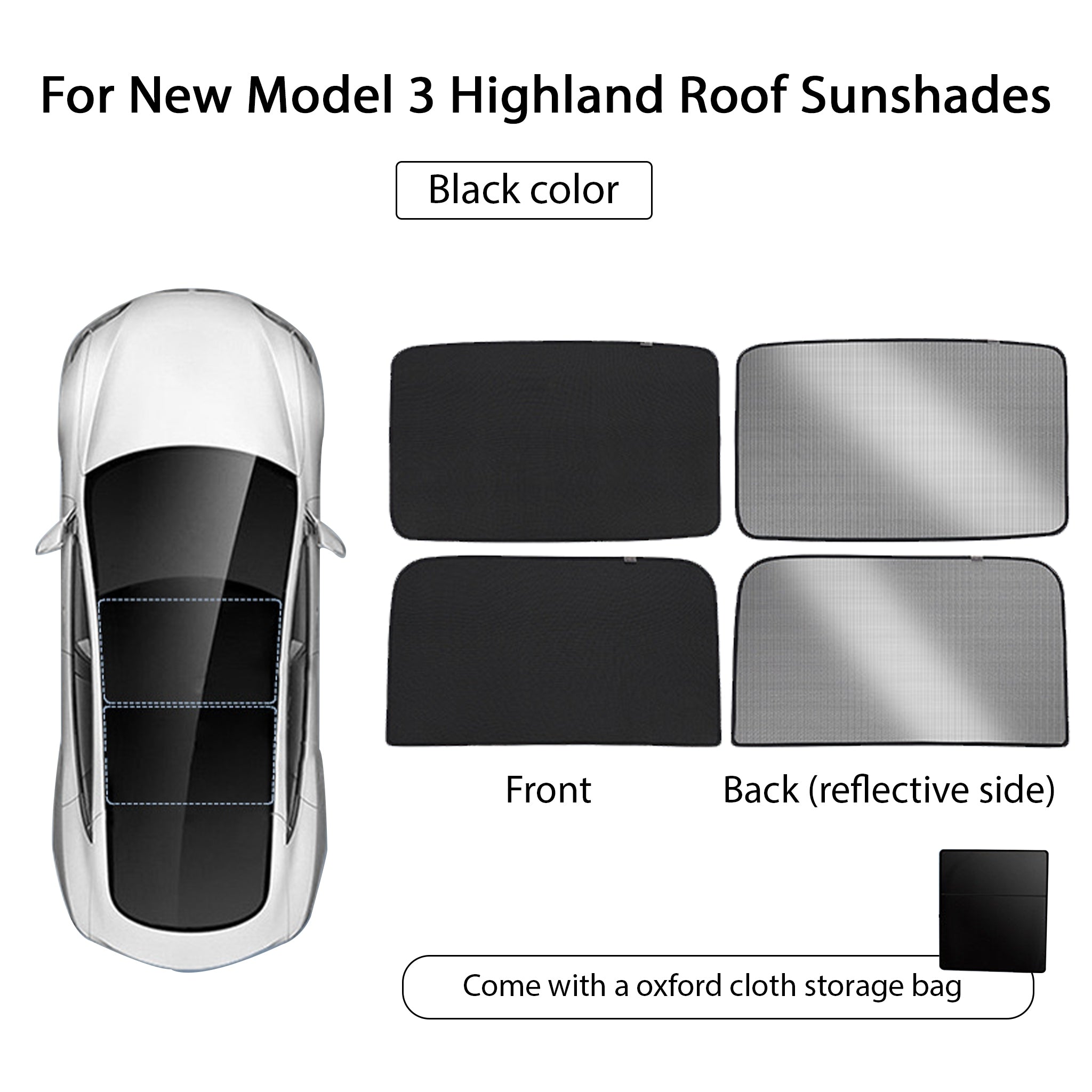 2024+ Tesla Model 3 Highland Sunroof Sunshade - UV Protection & Heat Blocking Car Accessory for Summer Driving Comfort