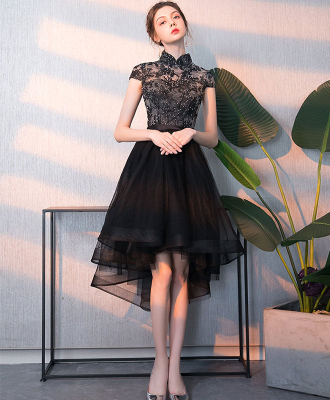 Elegant Black Tulle Lace Short Prom Dress | Homecoming Party Dress for Teens | Perfect for Dances, Formals & Special Occasions