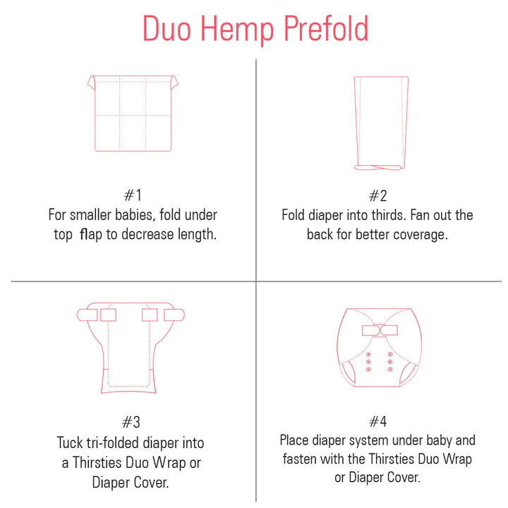 Thirsties Duo Hemp Prefold Cloth Diapers - Organic Absorbent Baby Diapering for Newborns & Toddlers - Perfect for Daycare, Travel & Eco-Friendly Parenting