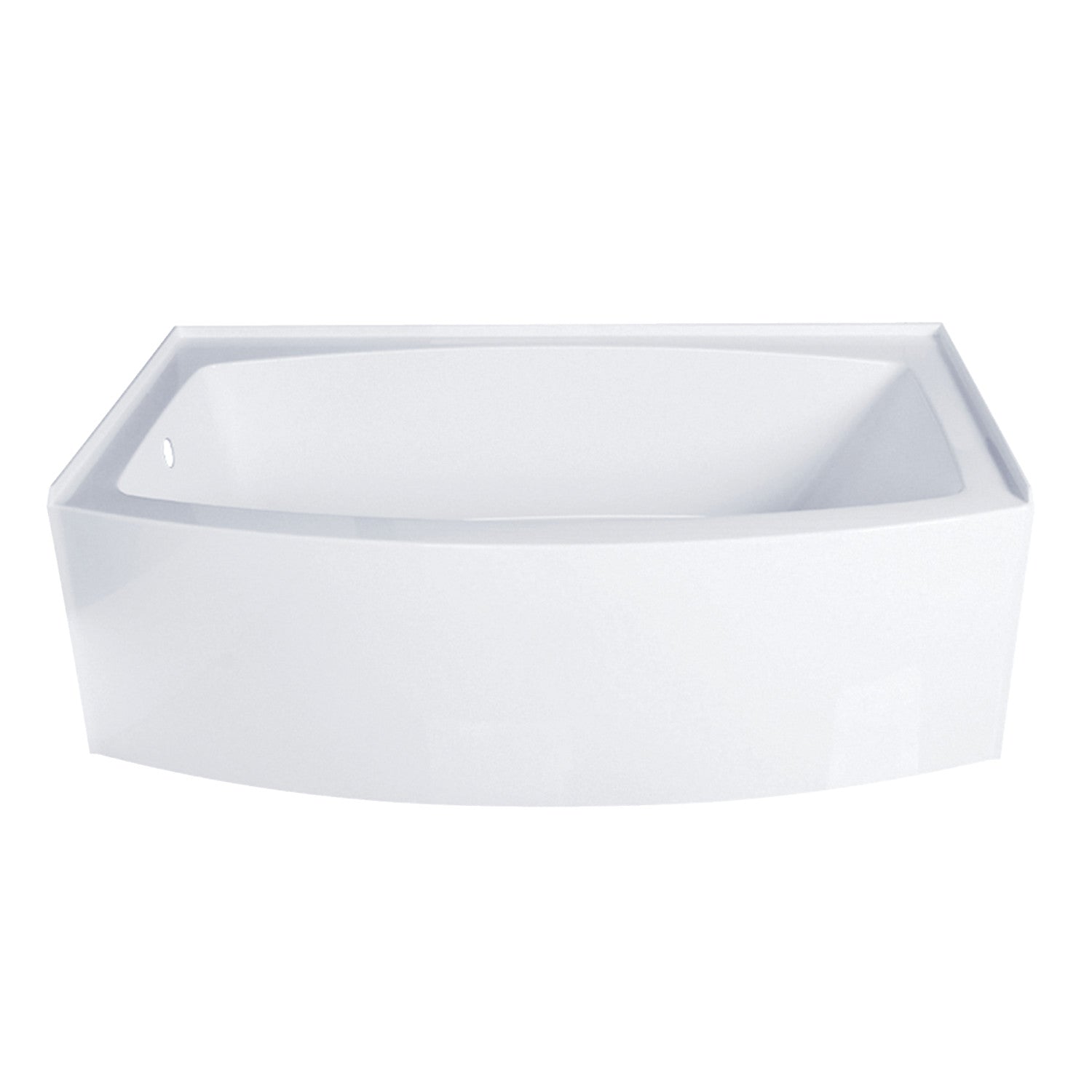 Aqua Eden 66-Inch Acrylic Curved Rectangular Apron 3-Wall Alcove Bathtub - Left Hand Drain, Glossy White - Perfect for Small Bathrooms & Modern Home Spa Experience