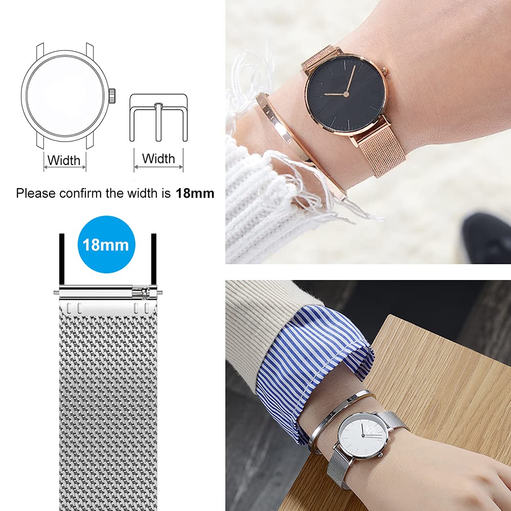 YEEJOK Stainless Steel Mesh Watch Band for Men & Women - Quick Release 18mm 20mm 22mm Woven Metal Watch Strap Replacement - Perfect for Dress Watches, Business & Formal Occasions