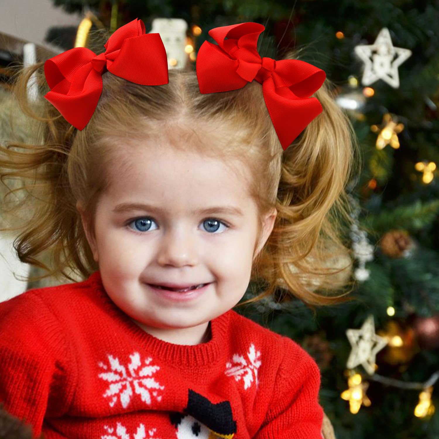 6PCS Handmade Grosgrain Ribbon Hair Bows with Alligator Clips - Red Hair Accessories for Girls, Toddlers & Kids | Perfect for Christmas Gifts, Birthday Parties, School Events & Daily Hair Styling