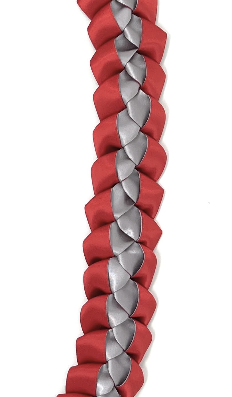 Graduation Money Leis with Holder - Red & Silver Hawaiian Style for Graduation Parties, Gifts & Celebrations