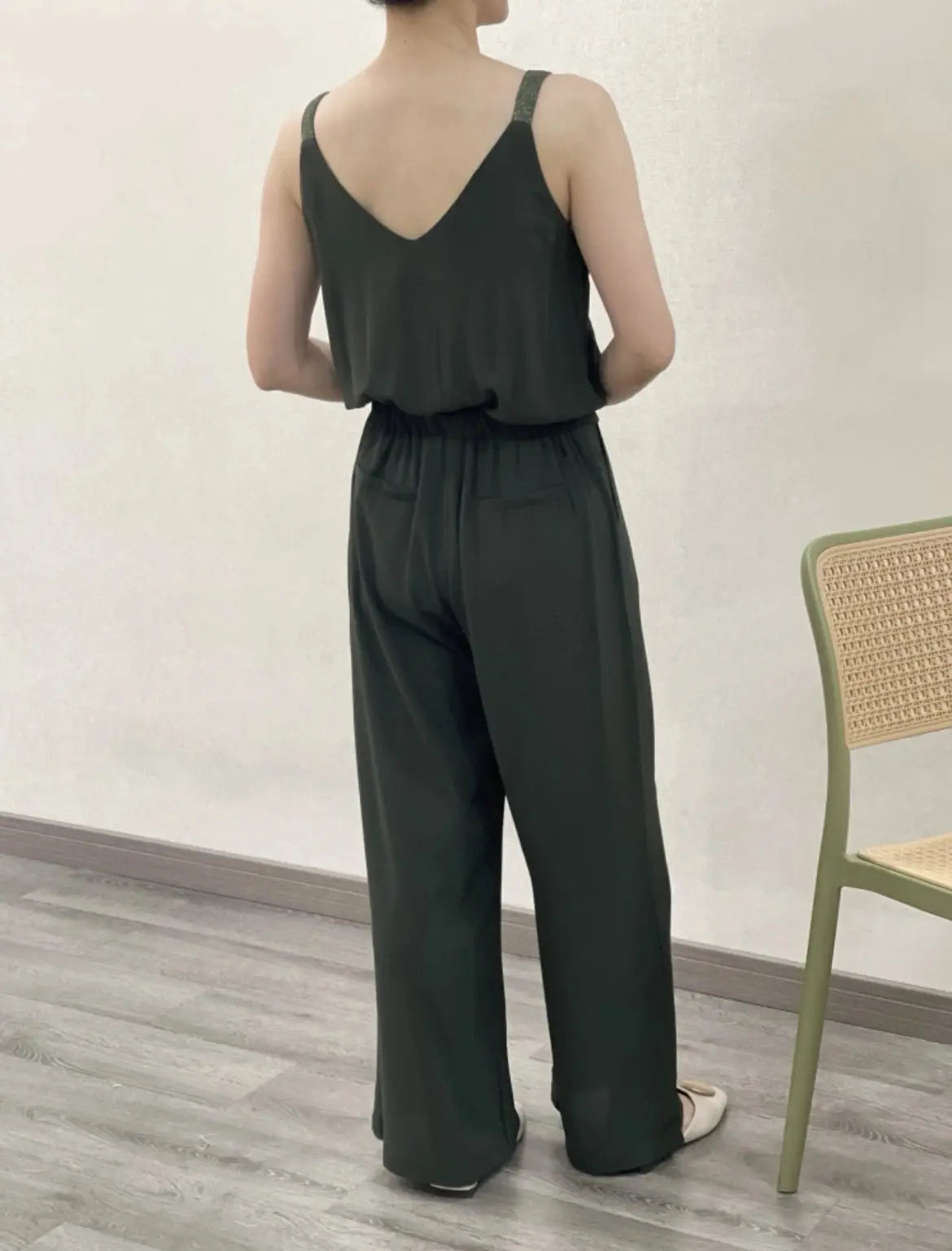 Hippie Wide Leg Jumpsuit in Khaki - Boho Chic Outfit for Music Festivals & Casual Wear