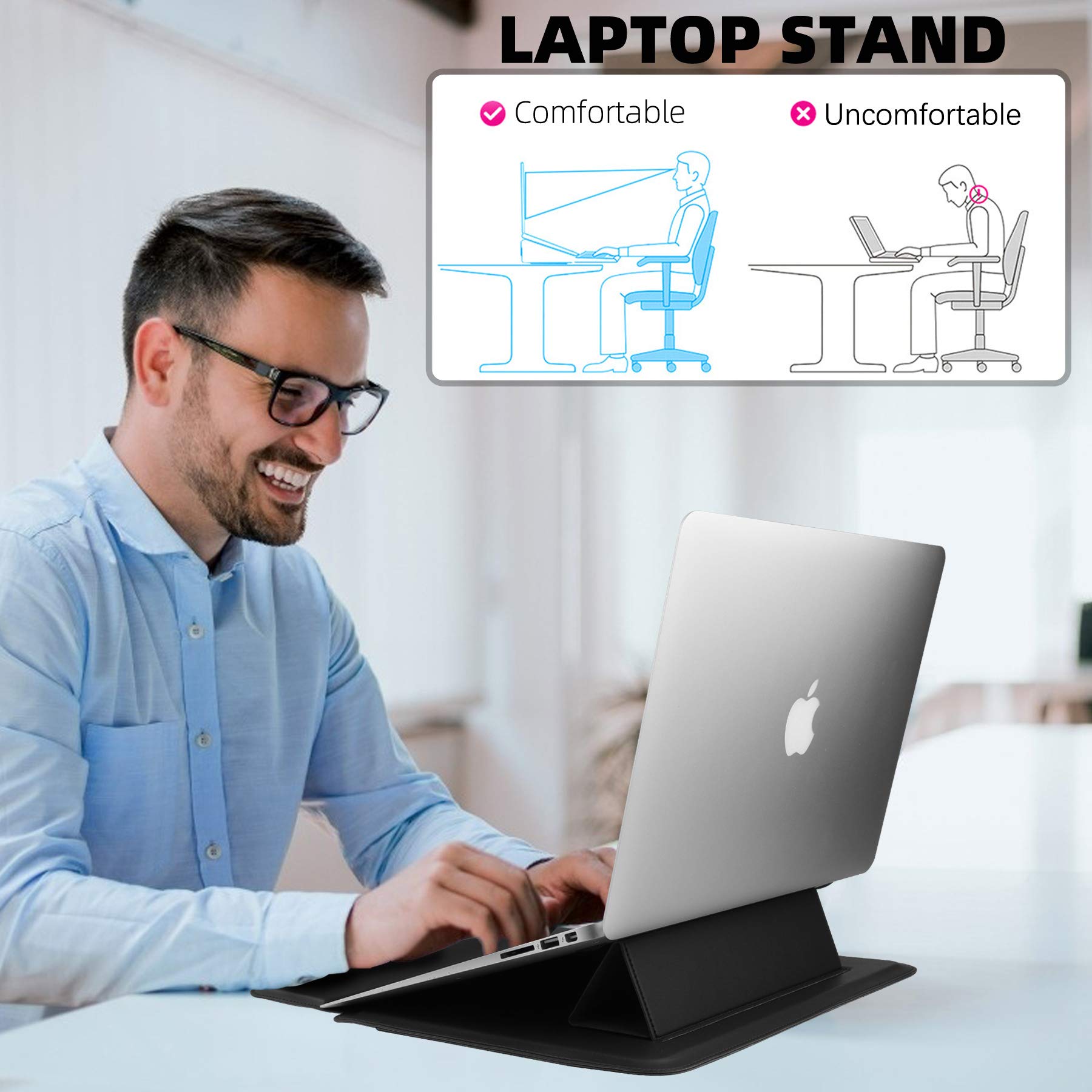 Premium PU Leather Laptop Case for MacBook Pro 16 Inch (2021/2019) & 15.6 Inch Notebooks - Slim Protective Sleeve Pouch in Black | Perfect for Work, Travel & School