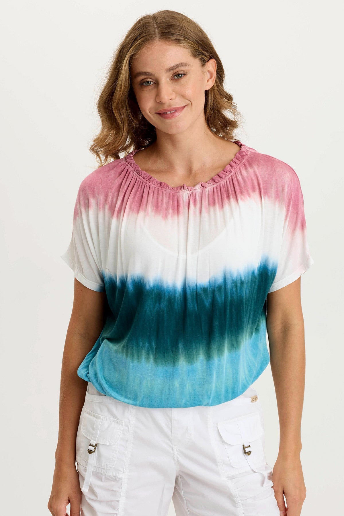 Deitra Jersey Shirred Tee - Soft Stretchy Women's T-Shirt for Casual Wear & Everyday Outfits | Perfect for Layering, Lounging & Weekend Errands