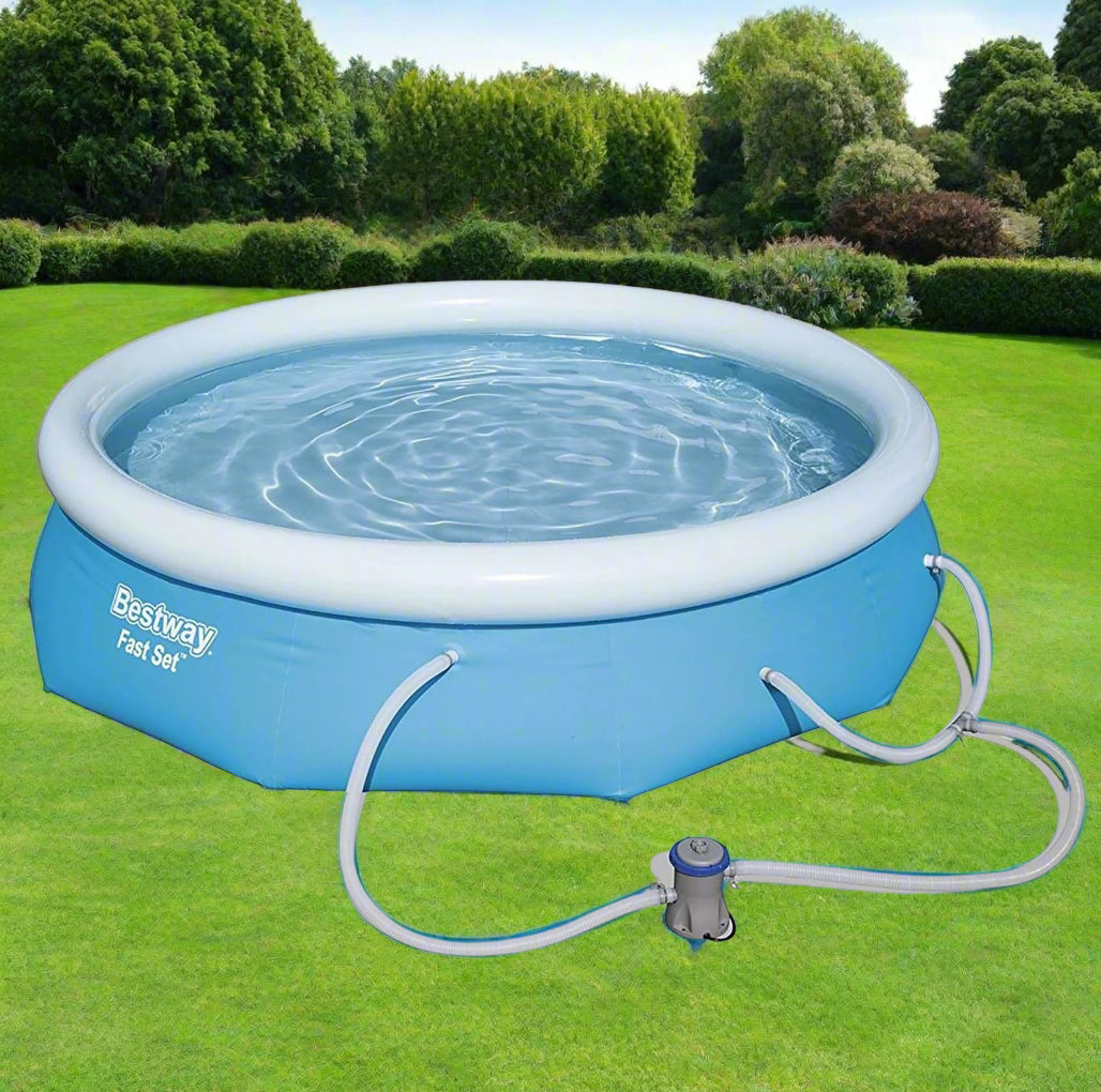 Bestway Fast Set Above Ground Swimming Pool - 10x30 ft & 15x33 ft Sizes | Easy Setup Backyard Pool for Family Fun & Summer Relaxation