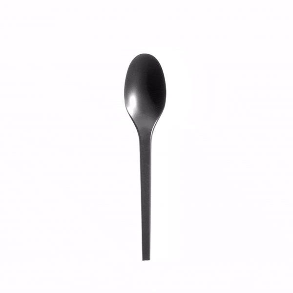 Eco-Friendly Black CPLA Compostable Spoons - Heat Resistant, Biodegradable Cutlery (6.5