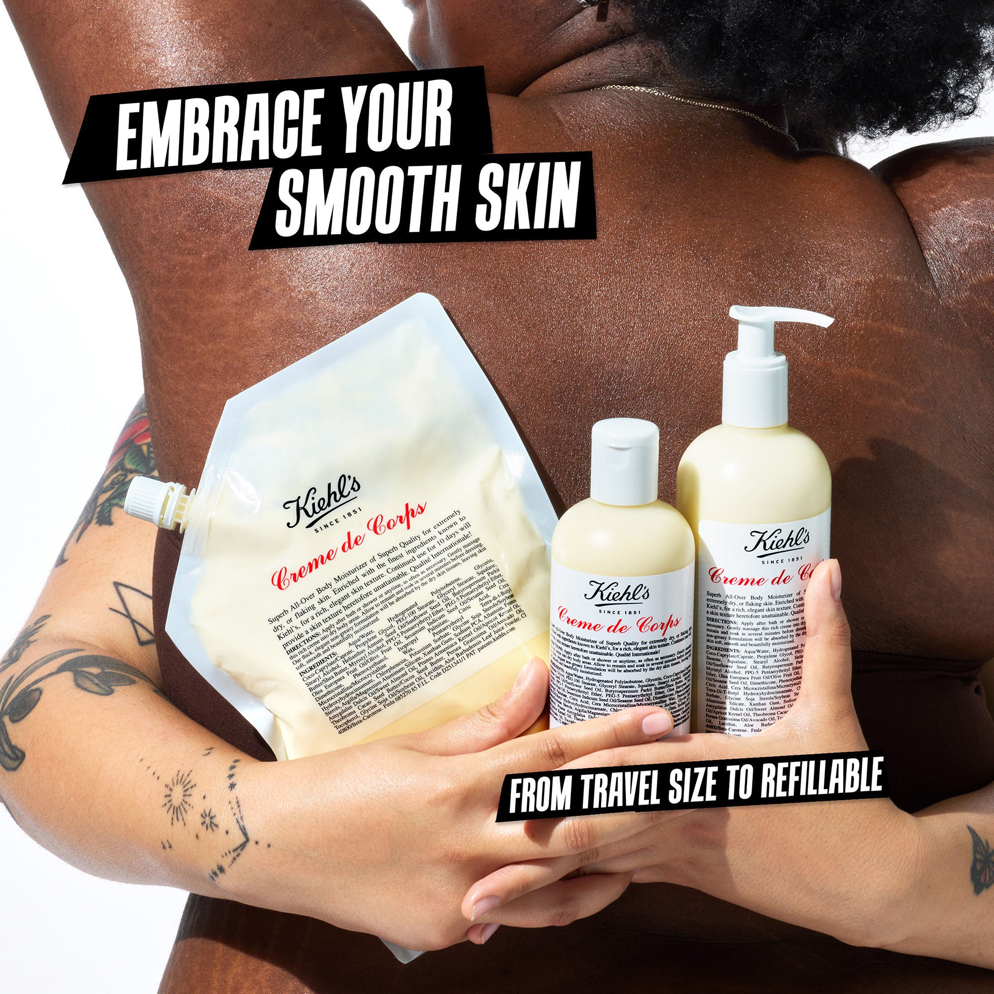 Kiehl's Crème de Corps Ultra Rich Body Lotion Refill - 33.8 oz | Deeply Hydrating & Nourishing Dry Skin Care | For Daily Moisturizing & Spa-Like Pampering at Home