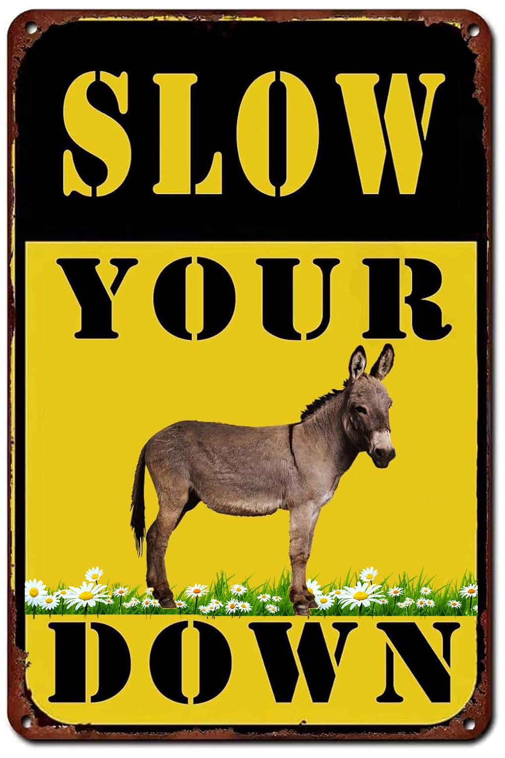 Funny Retro Metal Slow Down Sign - Durable 8x12 Inch Outdoor Road Sign for Neighborhood Safety - Perfect for Humorous Traffic Control & Decorative Yard Art