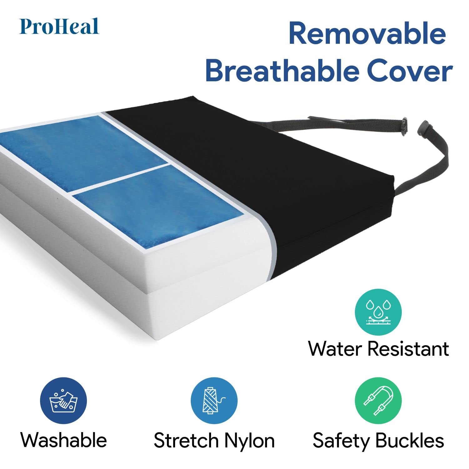 Premium Gel Wedge Wheelchair Seat Cushion for Pressure Relief - High Density Foam with Stretch Nylon Cover - Deep Immersion Gel Technology for Back, Tailbone & Coccyx Support - Non-Slip Design (26
