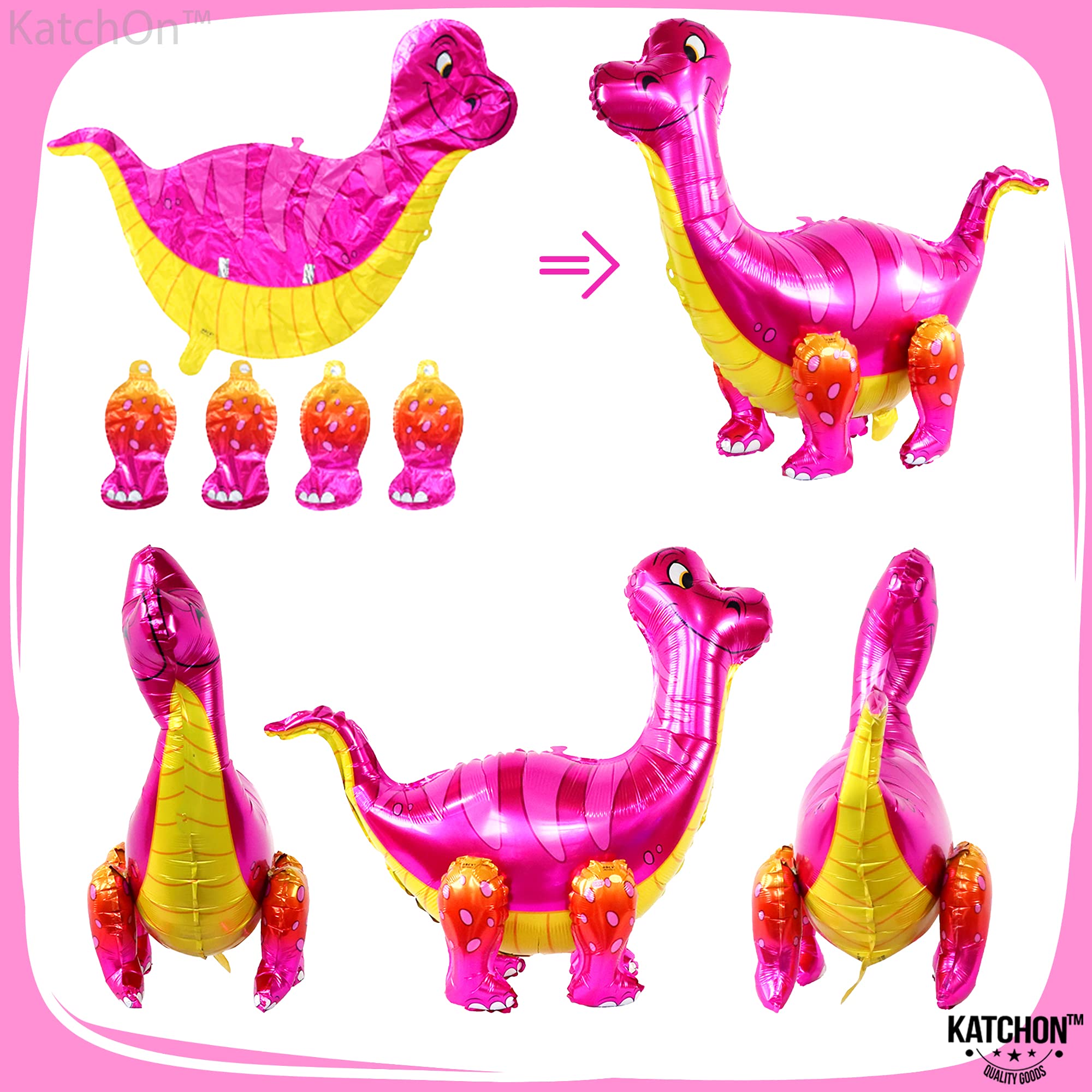 28 Inch Pink 3D Girl Dinosaur Balloons - Self Standing Dinosaur Party Decorations for Birthday, Baby Shower | Perfect for Dinosaur Themed Parties, Gender Reveals & Kids Room Decor