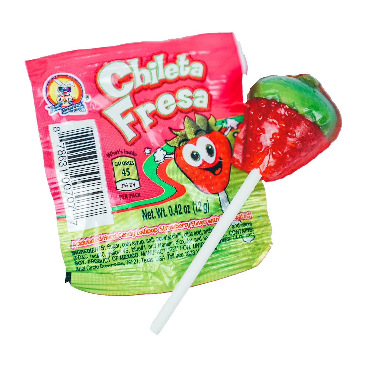 Azteca Chileta Fresa Strawberry Chili Candy - 40 Count Resealable Bag - Sweet & Spicy Mexican Treat for Parties, Gifts & Snacking