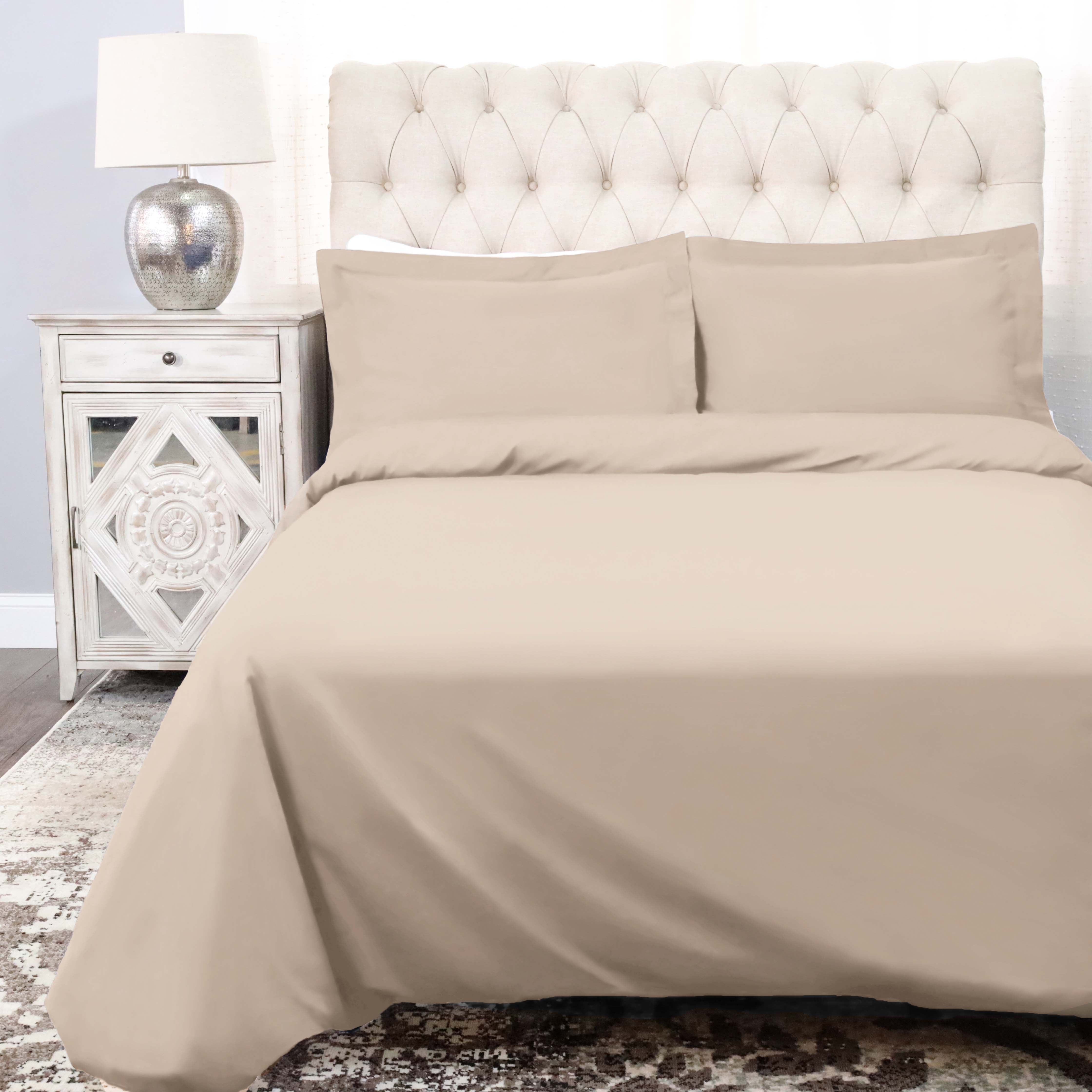 300 Thread Count Cotton Percale Solid Duvet Cover Set - Queen Size, Breathable & Soft Bedding Set for All Seasons - Perfect for Master Bedroom, Guest Room & Hotel Use